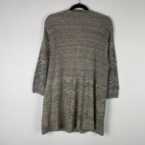 CJ Banks Knit Cardigan Sweater Womens 1X Gray Tan 3/4 Sleeves Button Up - Picture 6 of 10